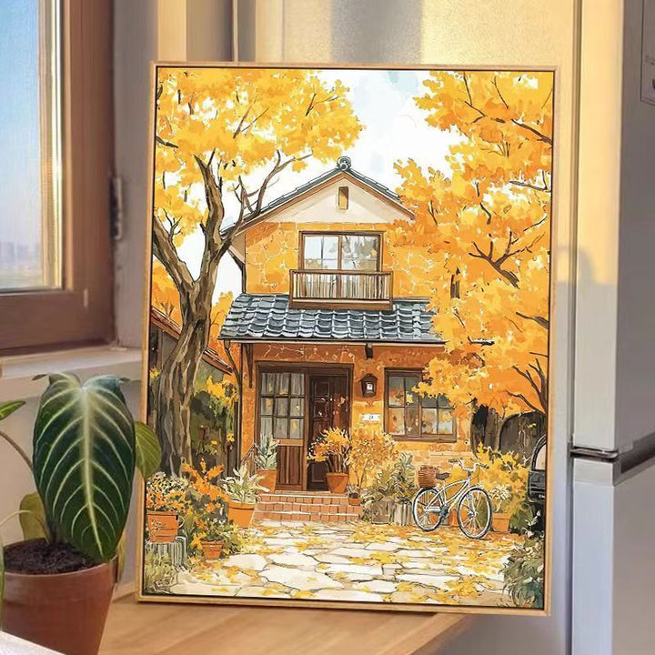 Herbsthaus-Szene Leinwand Wandkunst Karnz