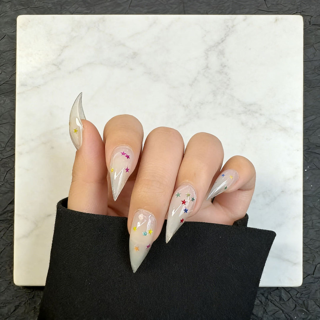 Sternen Design Stiletto Druck-Nägel