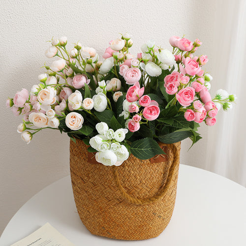 Realistische Kunstrose mit feinen Blüten und Blättern Karnz