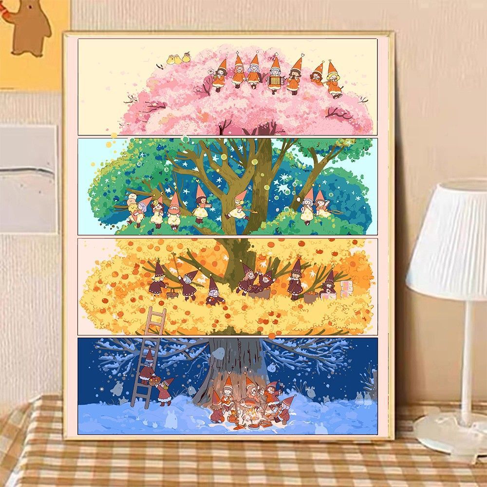 Gemütliche Wohnillustration Leinwandkunst Karnz
