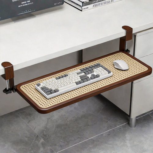 Unter-Desk Herausziehbare Tastaturablage mit Klemmbefestigung und ergonomischer Holzplatte