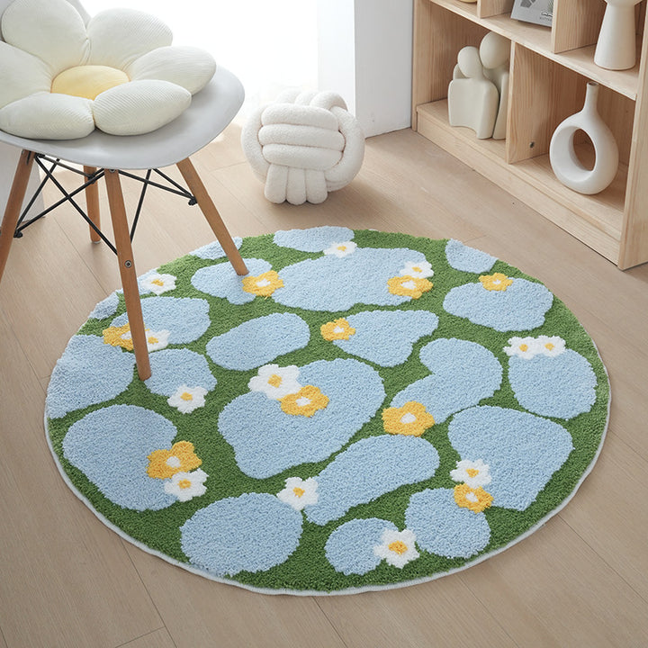 Blumenmuster Plüsch runder Teppich