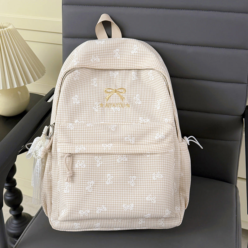 Charmanter Rucksack mit Schleifenverzierung im Gingham-Muster Karnz