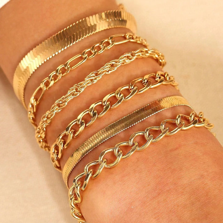 Multi-Style Gold Chain Bracelet Set Karnz