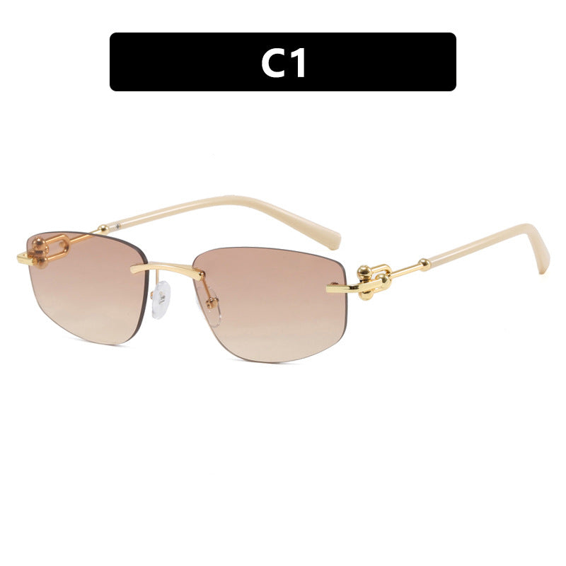 Damen elegante Halbgestell-Brille mit luxuriösem Metallrahmen und transparenten Gläsern Karnz