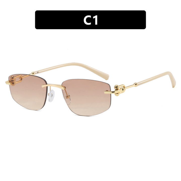 Damen elegante Halbgestell-Brille mit luxuriösem Metallrahmen und transparenten Gläsern Karnz