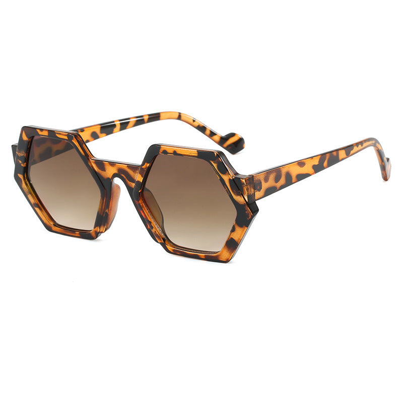 Damen auffällige Sonnenbrille mit hexagonalem Rahmen und komfortablem Sitz Karnz