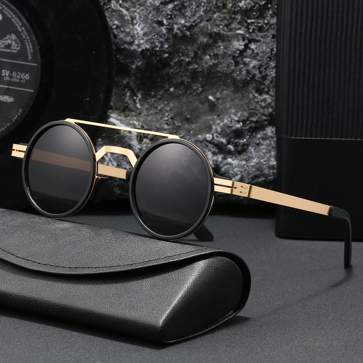 Damen modische runde Sonnenbrille mit minimalistischem Design Karnz