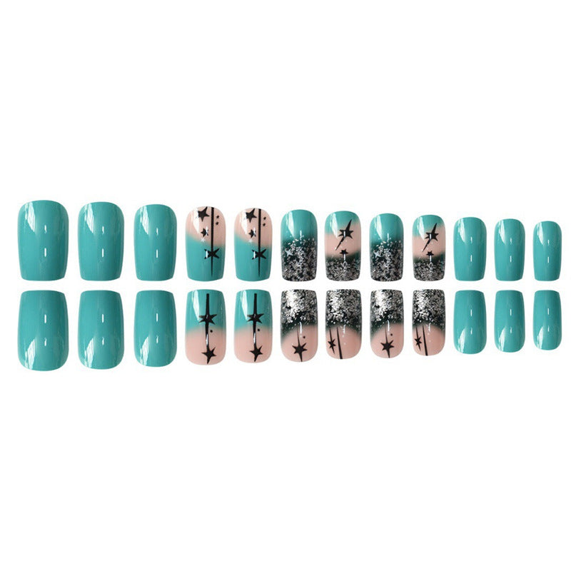 Künstlerisches Gradient Press-On Nagelset mit Stern Design Karnz