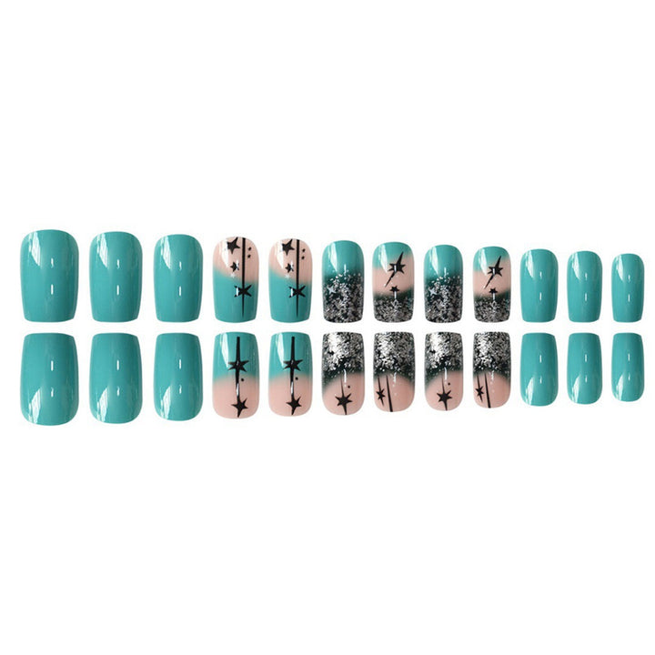 Künstlerisches Gradient Press-On Nagelset mit Stern Design Karnz