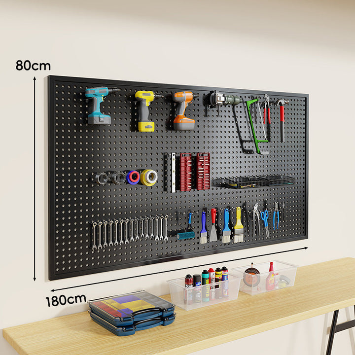 Wandmontierter Lochblech-Werkzeug-Pegboard-Organizer mit modularen Haken und Drahtkörben