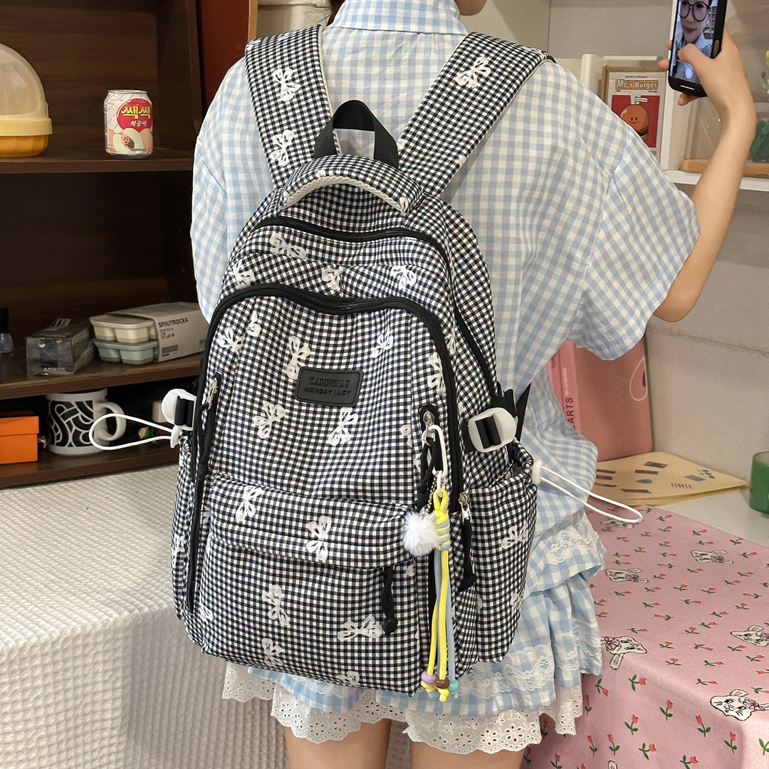 Stilvolle Karierten Druck Legere Rucksack Karnz