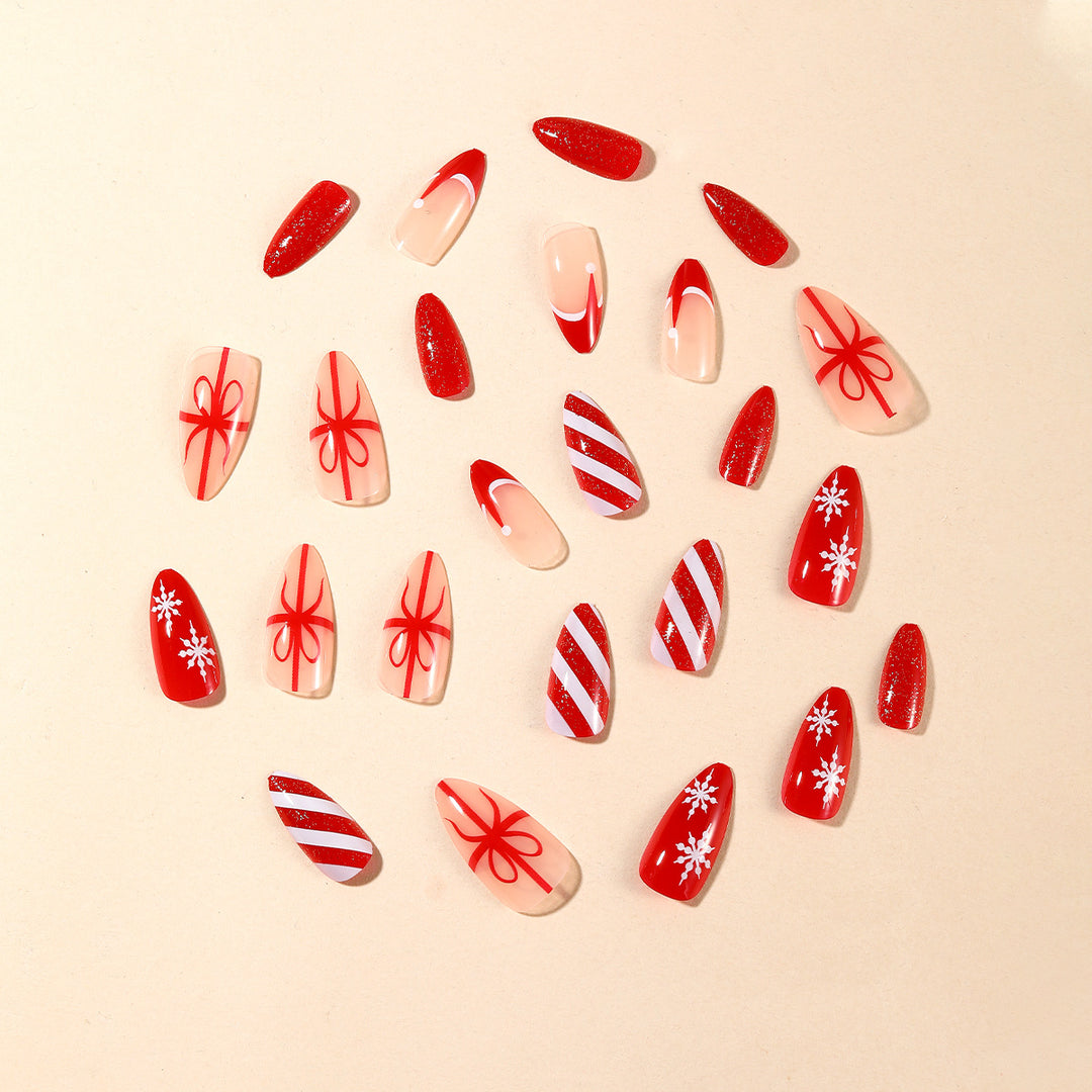 Festliches Feiertags-Themen Stiletto Nagel Kunst Set Karnz