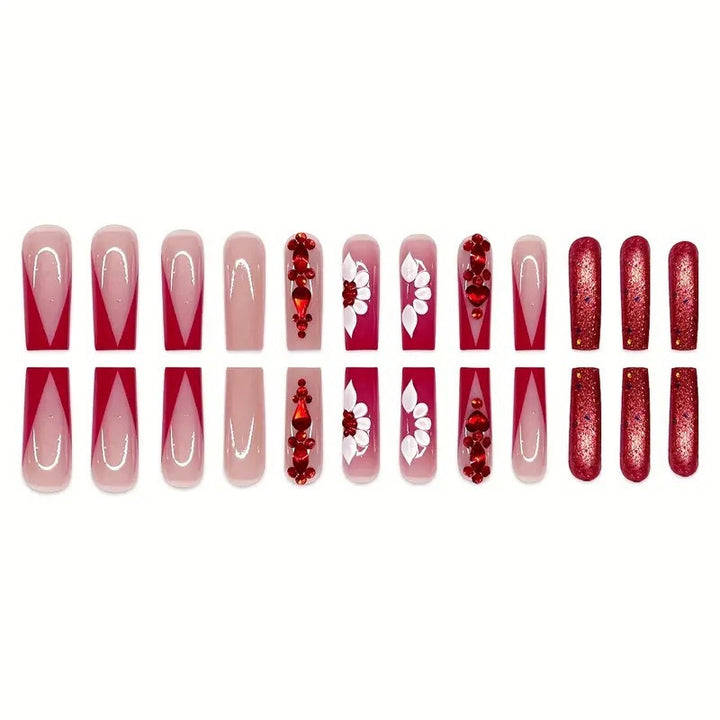 Dekorative Strass Press-On Nagelkunst Karnz
