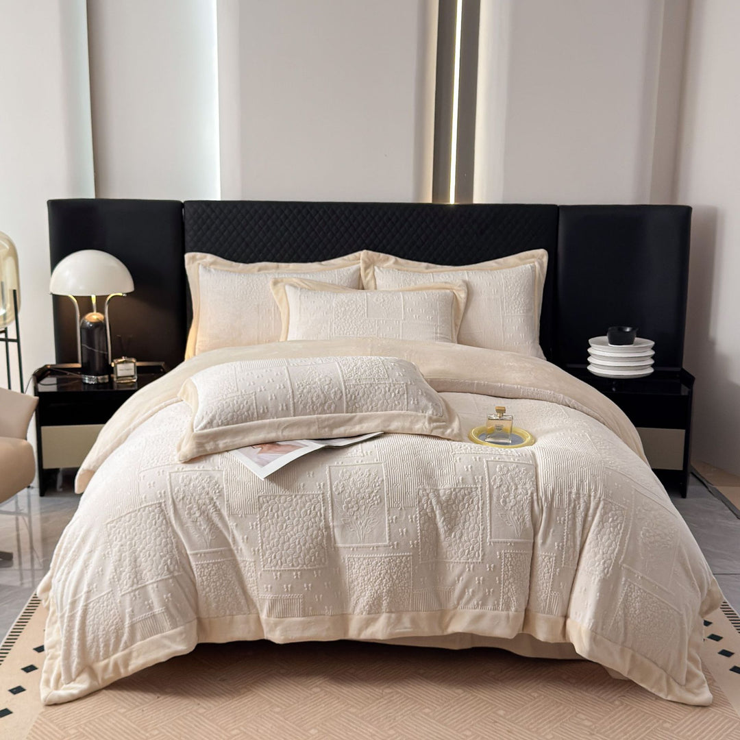 Gepatchtes Steppbett und Kissenbezug-Set