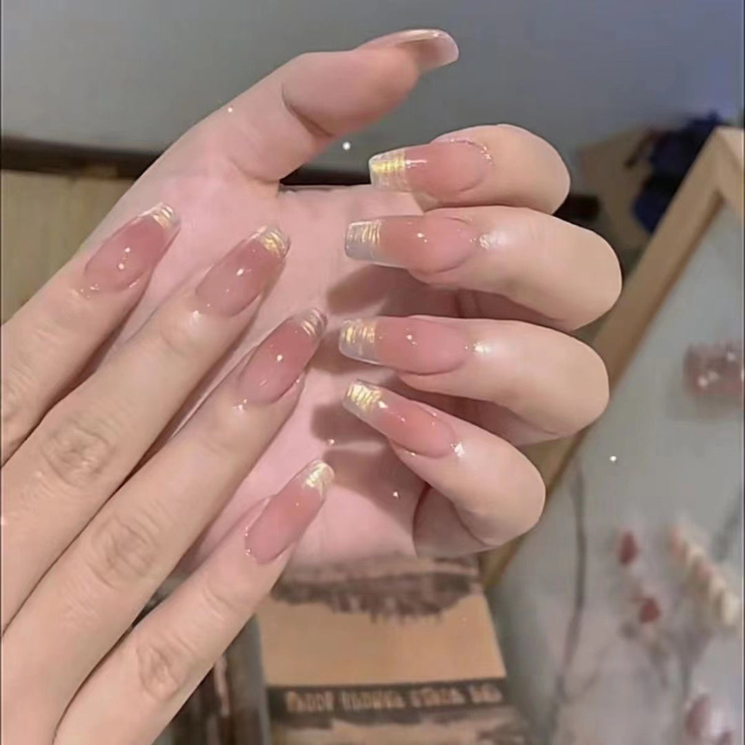 Glänzende French Tip Press-On Nägel