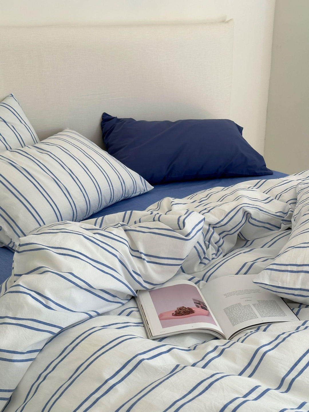 Bettbezug‑Set aus Baumwoll‑Perkal mit feinem Nadelstreifen