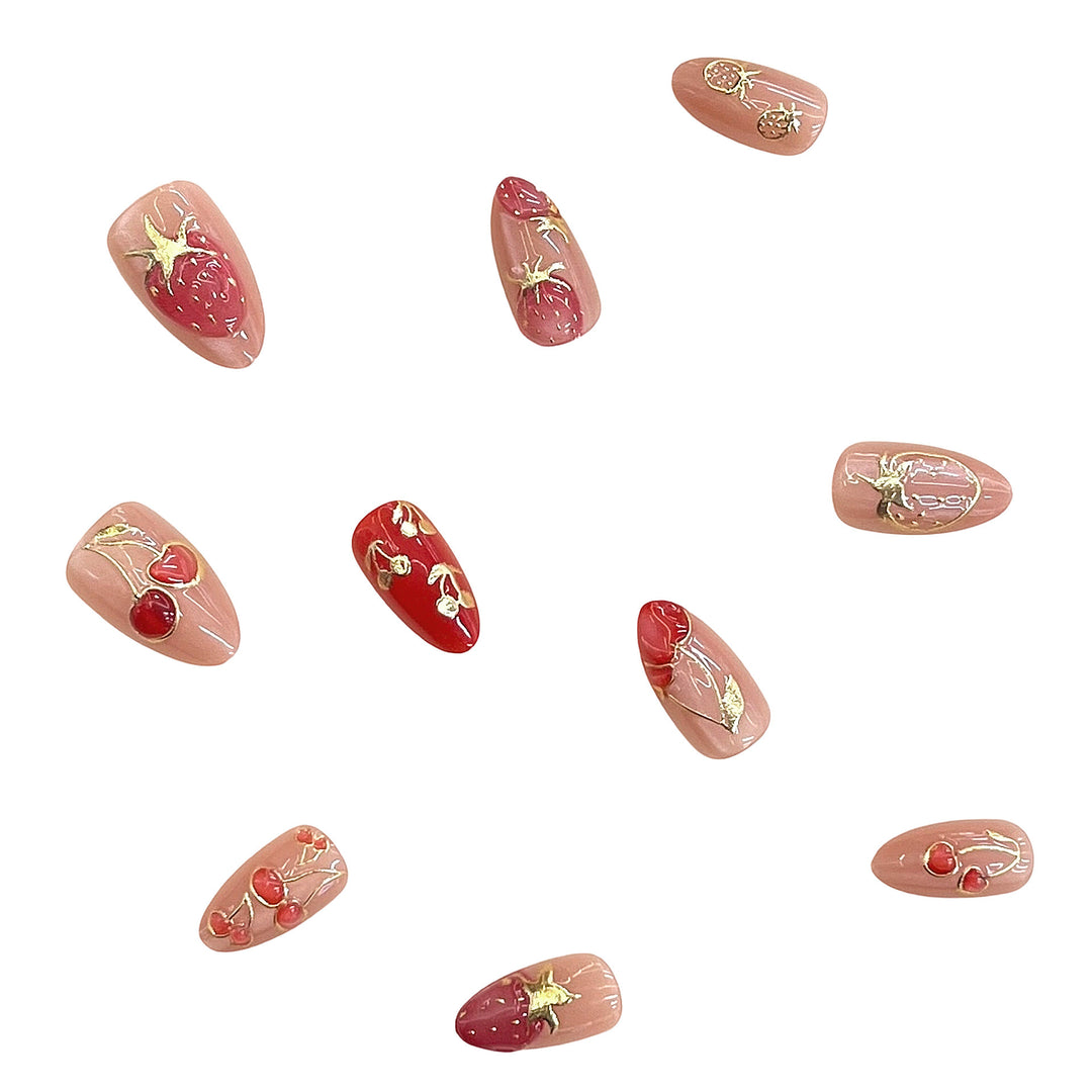 Künstlerisches Floral-Akzent Press-on-Nagelset Karnz