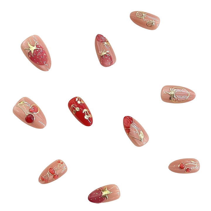 Künstlerisches Floral-Akzent Press-on-Nagelset Karnz