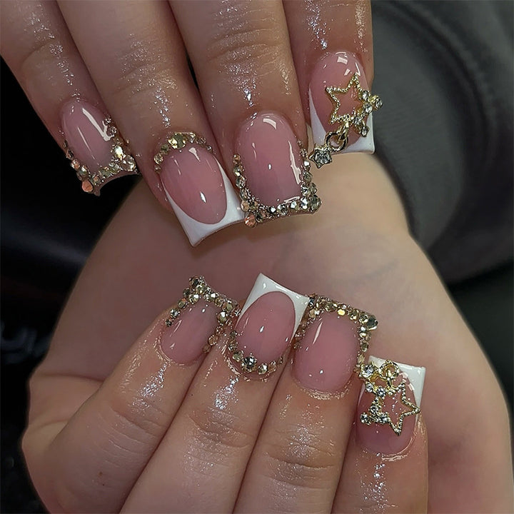 Premium floral verziertes Press-On-Nagelset Karnz