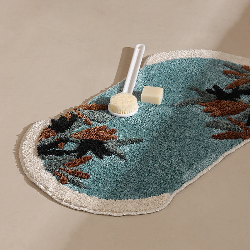 Ovaler Badteppich mit floraler Tuft-Optik und rutschfester Rückseite