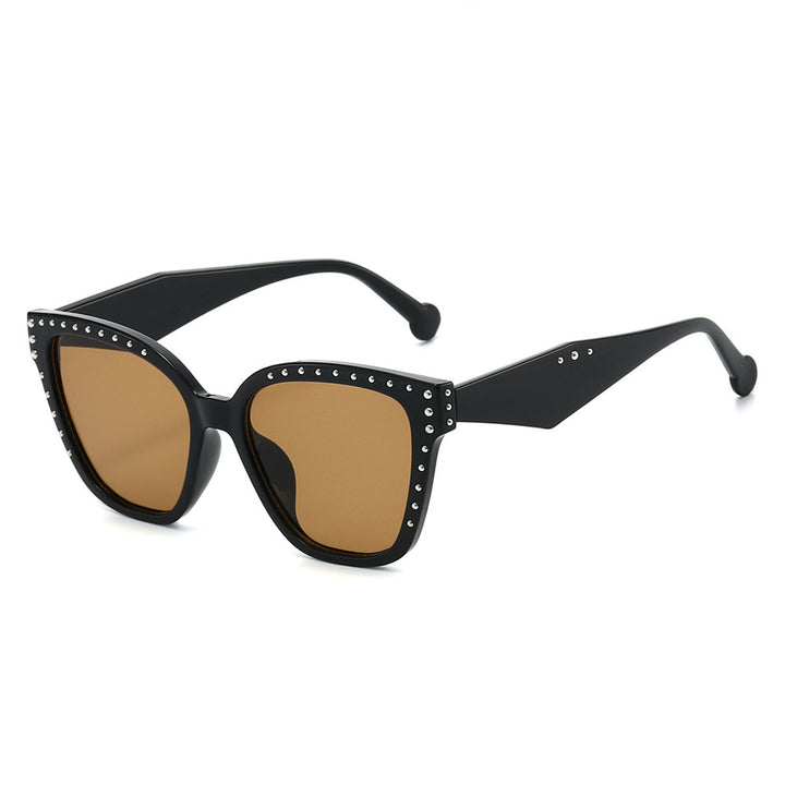 Überdimensionale Fashion Cat-Eye-Sonnenbrille mit Strassdetails Karnz