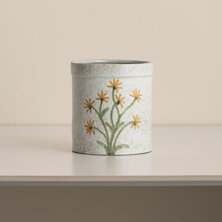 Dekorativer, blumenverzierte Keramiktopf