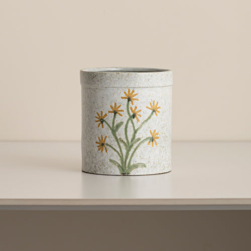 Dekorativer, blumenverzierte Keramiktopf