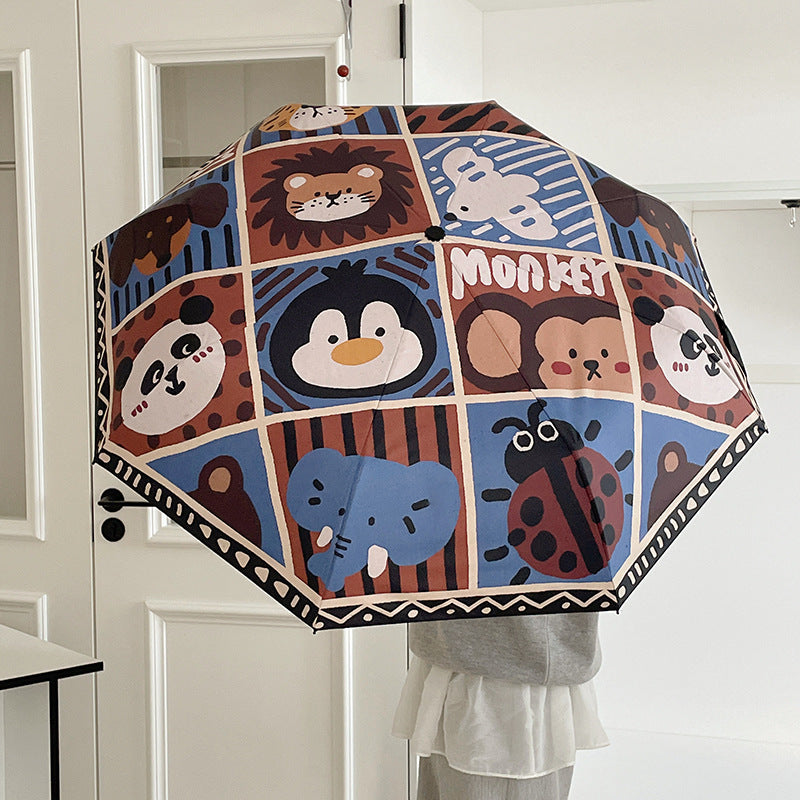 Damen Automatischer Regenschirm mit kreativem Muster Karnz