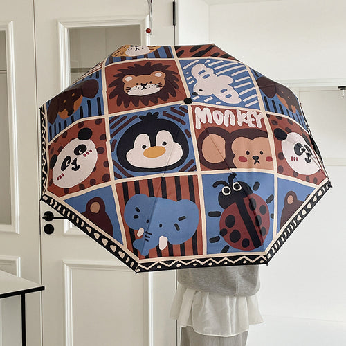 Damen Automatischer Regenschirm mit kreativem Muster Karnz
