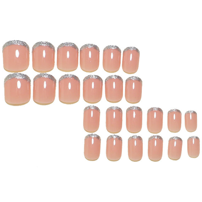 Sparklinierende French Tip Press-On Nägel Karnz