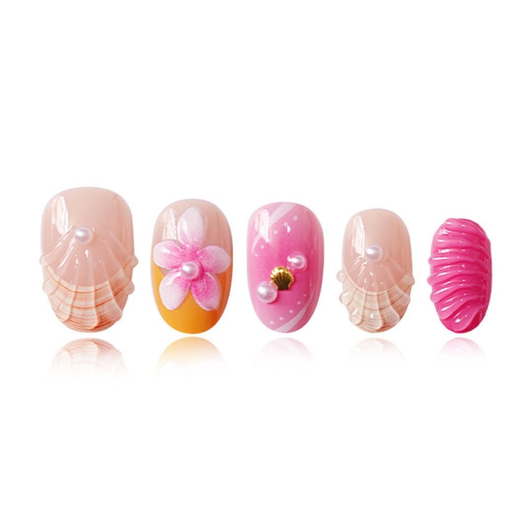 Künstlerisches von Muscheln inspiriertes Press-On-Nail-Set Karnz