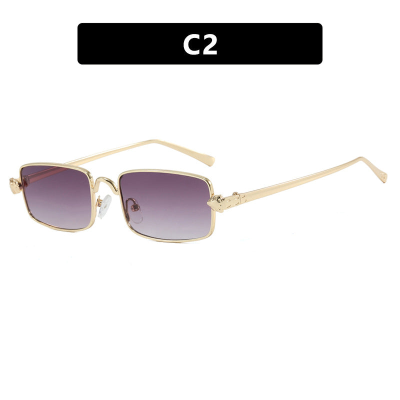Damen elegante quadratische Sonnenbrille mit luxuriösem Metallrahmen und UV-Schutz Karnz