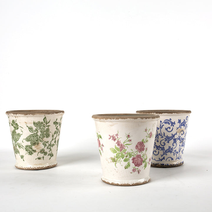 Dekorativer Keramik Blumentopf mit floralem Design Karnz