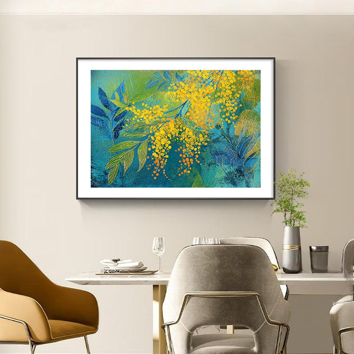 Texturiertes botanisches Leinwandwandkunst für das Zuhause