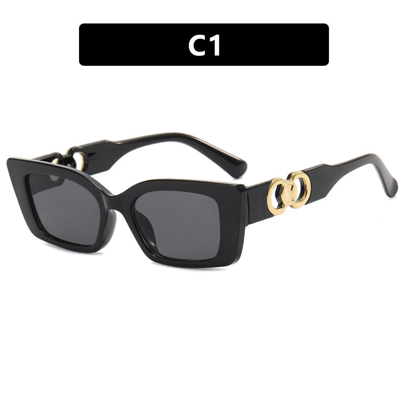 Damen modische quadratische Sonnenbrille mit goldenen Verzierungen Karnz