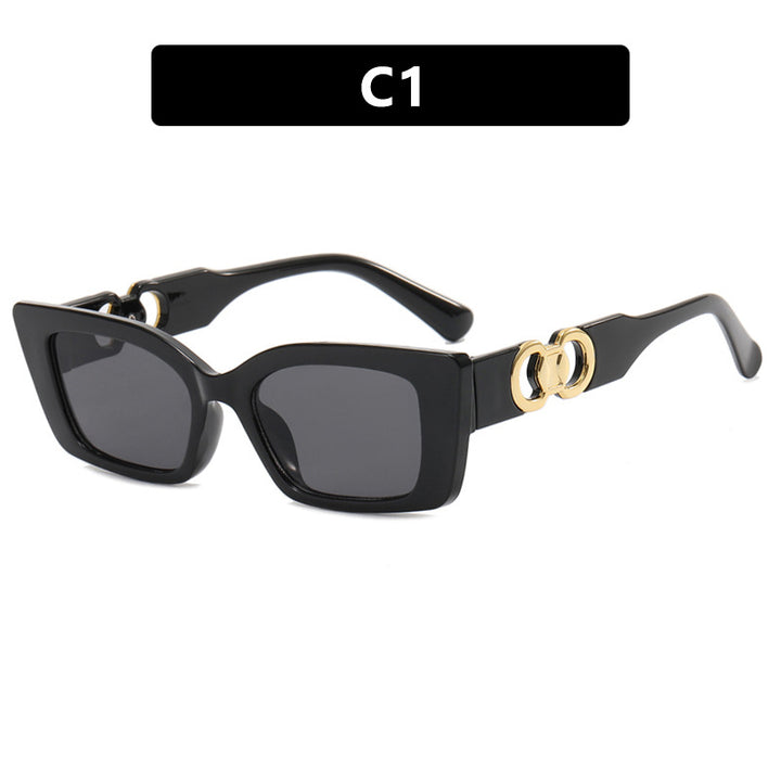 Damen modische quadratische Sonnenbrille mit goldenen Verzierungen Karnz