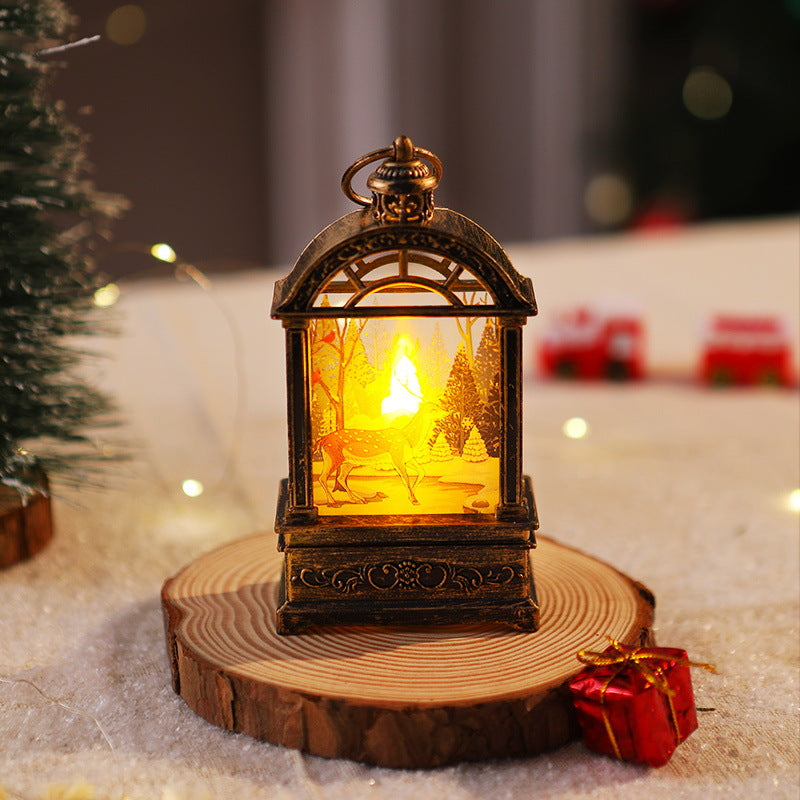 Dekorative Weihnachtslaterne mit nostalgischem Santa-Motiv Karnz