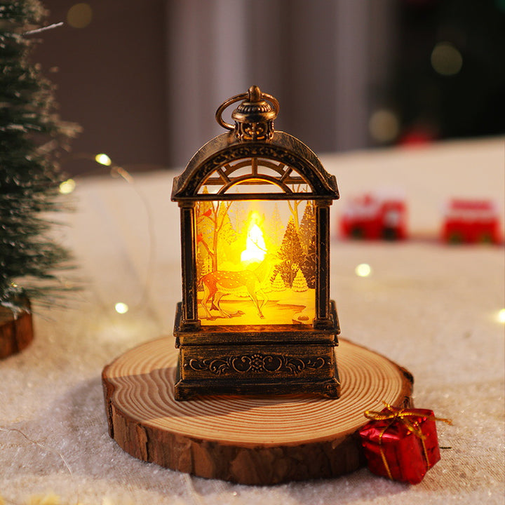Dekorative Weihnachtslaterne mit nostalgischem Santa-Motiv Karnz