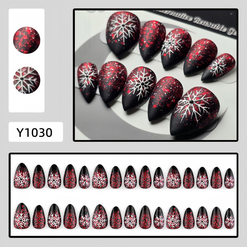 Kunstnägel mit Schneeflocken Design Karnz