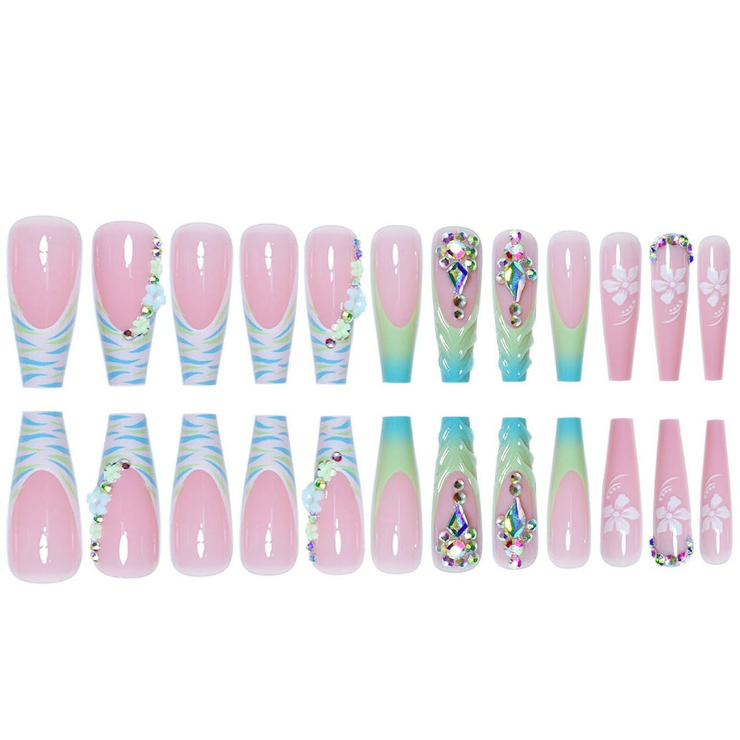 Glamouröse 3D Blumeneffekt Press-On Nagelverlängerungen Karnz
