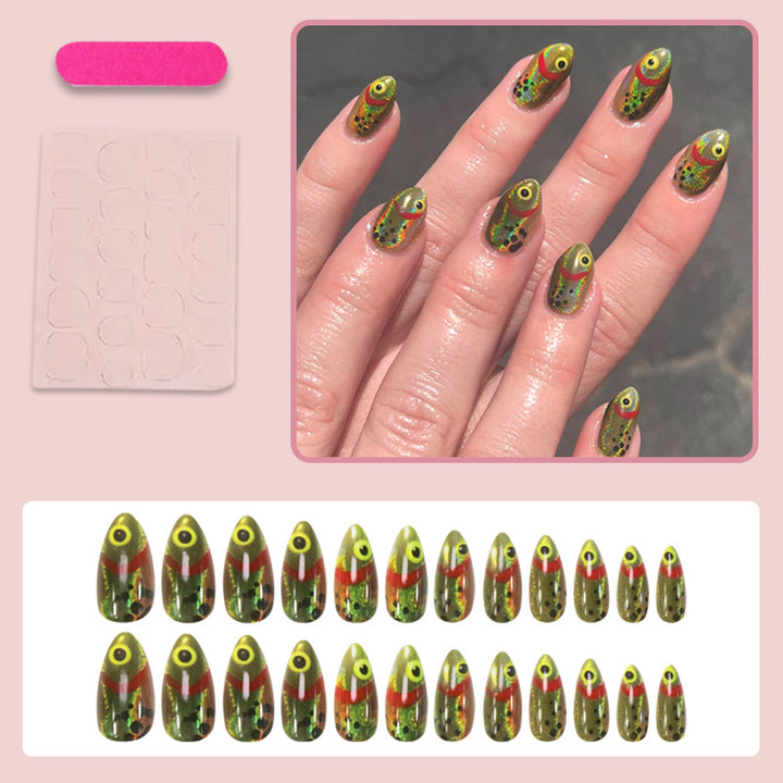 Kunstnagelset mit kreativen 3D-Augen- und Glitzerakzenten Karnz