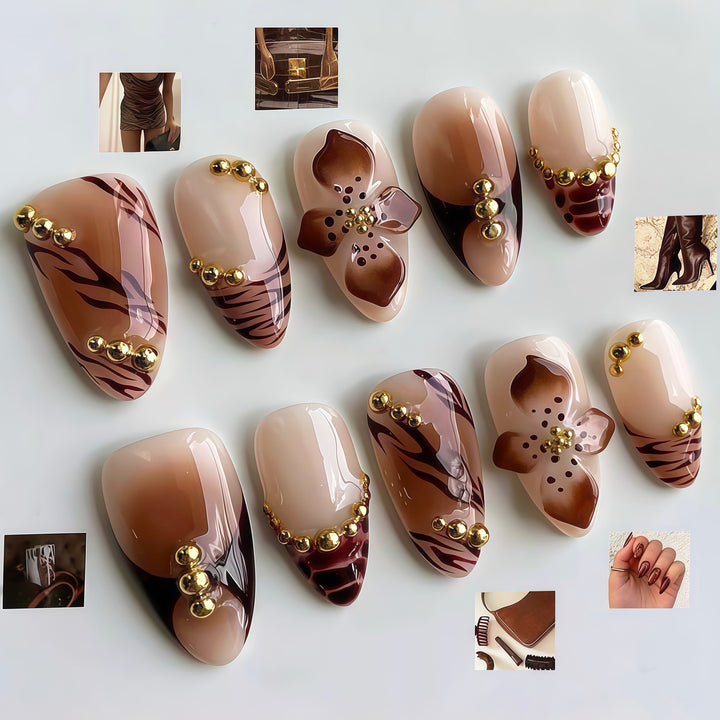 Künstlerisches dekoratives Press-On-Nagelset