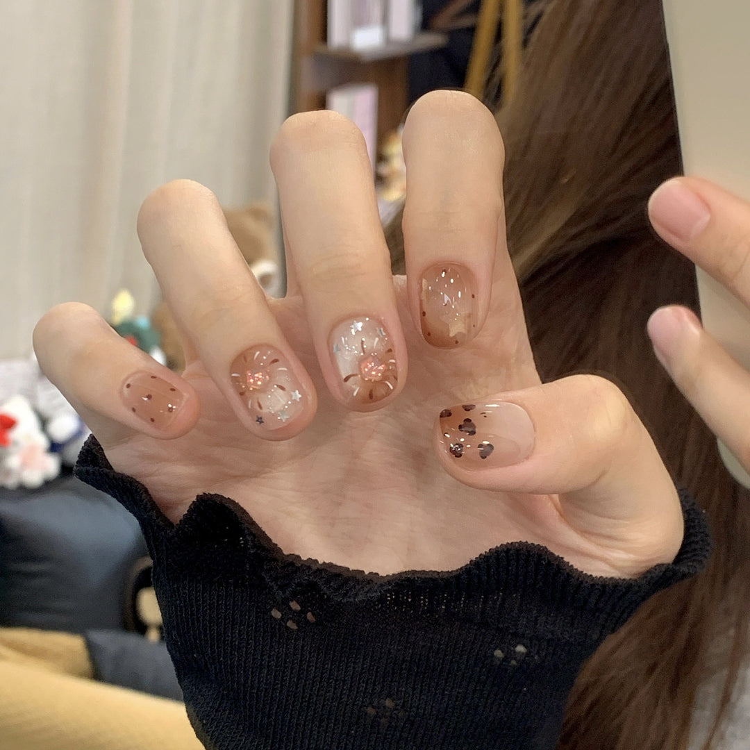 Elegante Glänzende Press-On Nagelset  1791774068