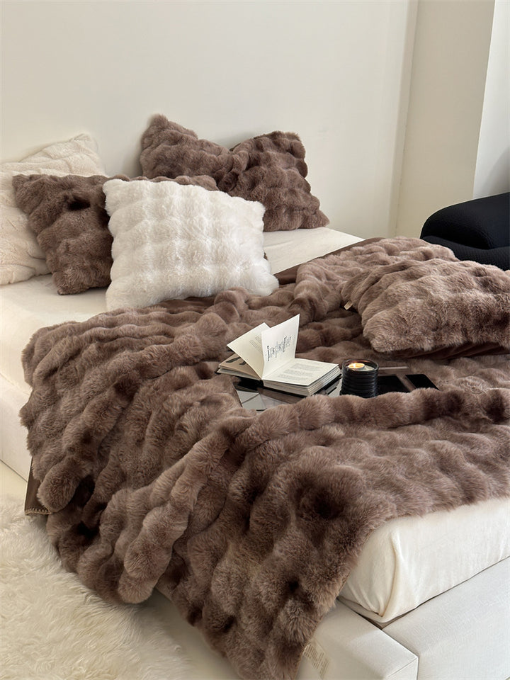 Luxus-Faux-Fell Wohndecke und passende Kissen-Set