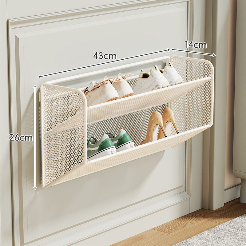 Wandmontierter Klappnetz-Schuhregal-Organizer für schlanke Eingänge