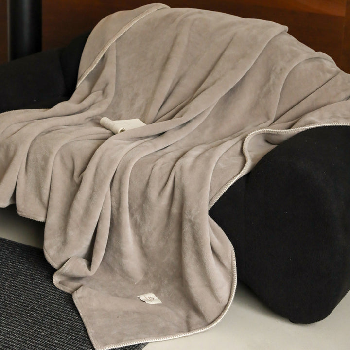 Reversible Ultra-Soft Velvet Fleece Oversized Throw Blanket with Whipstitch Hem