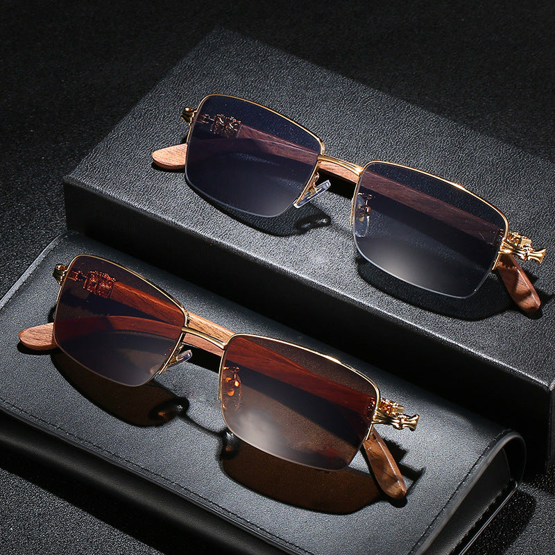 Damen modische Brille mit rechteckigem Rahmen und hochwertigen Holzdetails Karnz