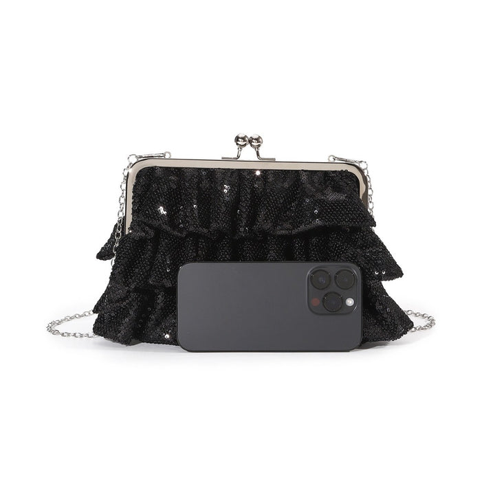 Rüschige Pailletten Abend-Clutch