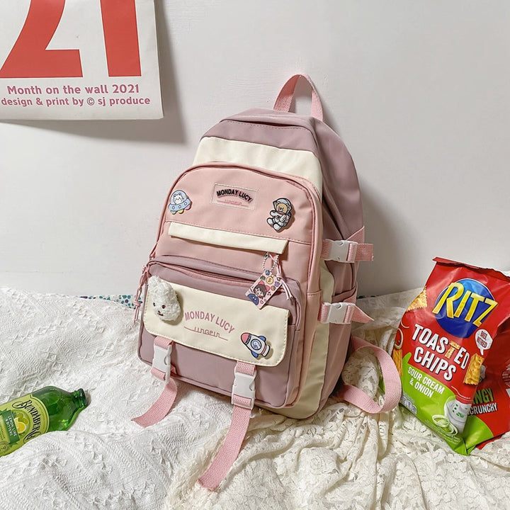 Verspielter Mehrfach-Taschen Charakter Rucksack Karnz